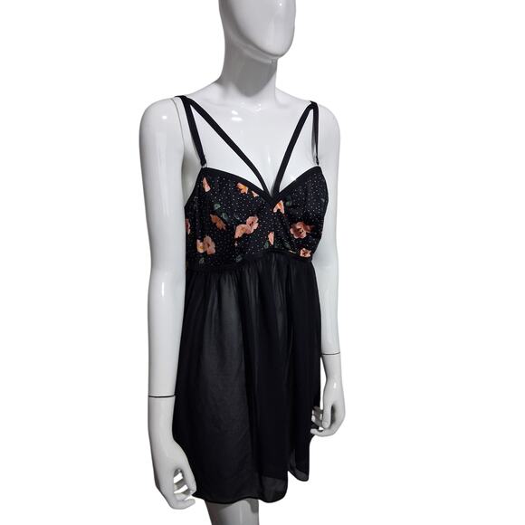 Torrid Curve Women’s size 1X Floral Strappy Sheer Flowy Babydoll Lingerie Mini - Picture 6 of 9
